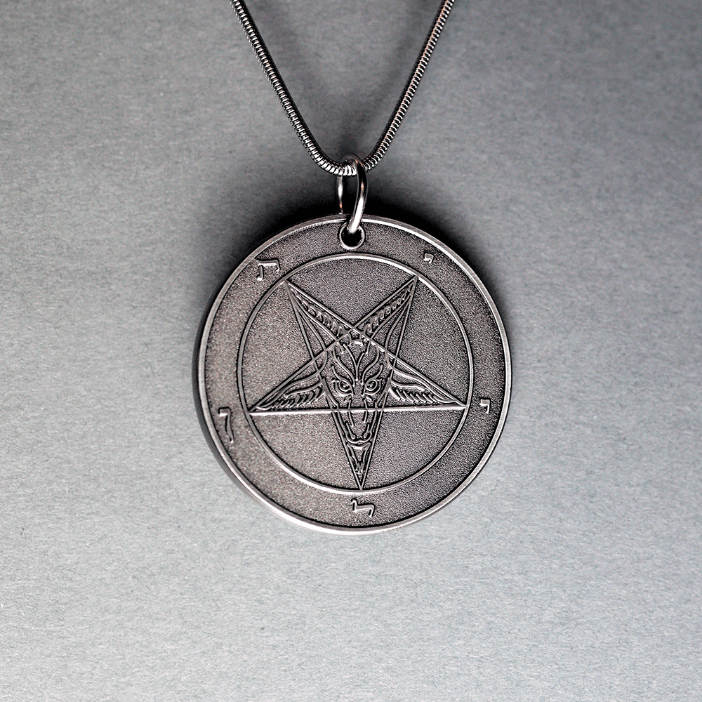 Eclipsed Moon - Baphomet Cloisonné Medallion - Satanme