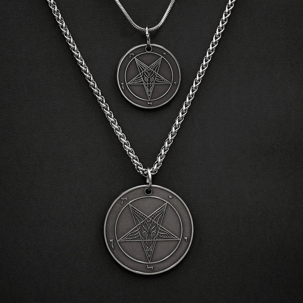 Eclipsed Moon - Baphomet Cloisonné Medallion - Satanme