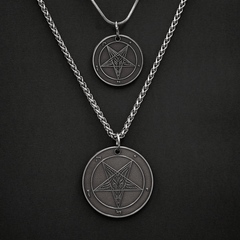 Eclipsed Moon - Baphomet Cloisonné Medallion - Satanme