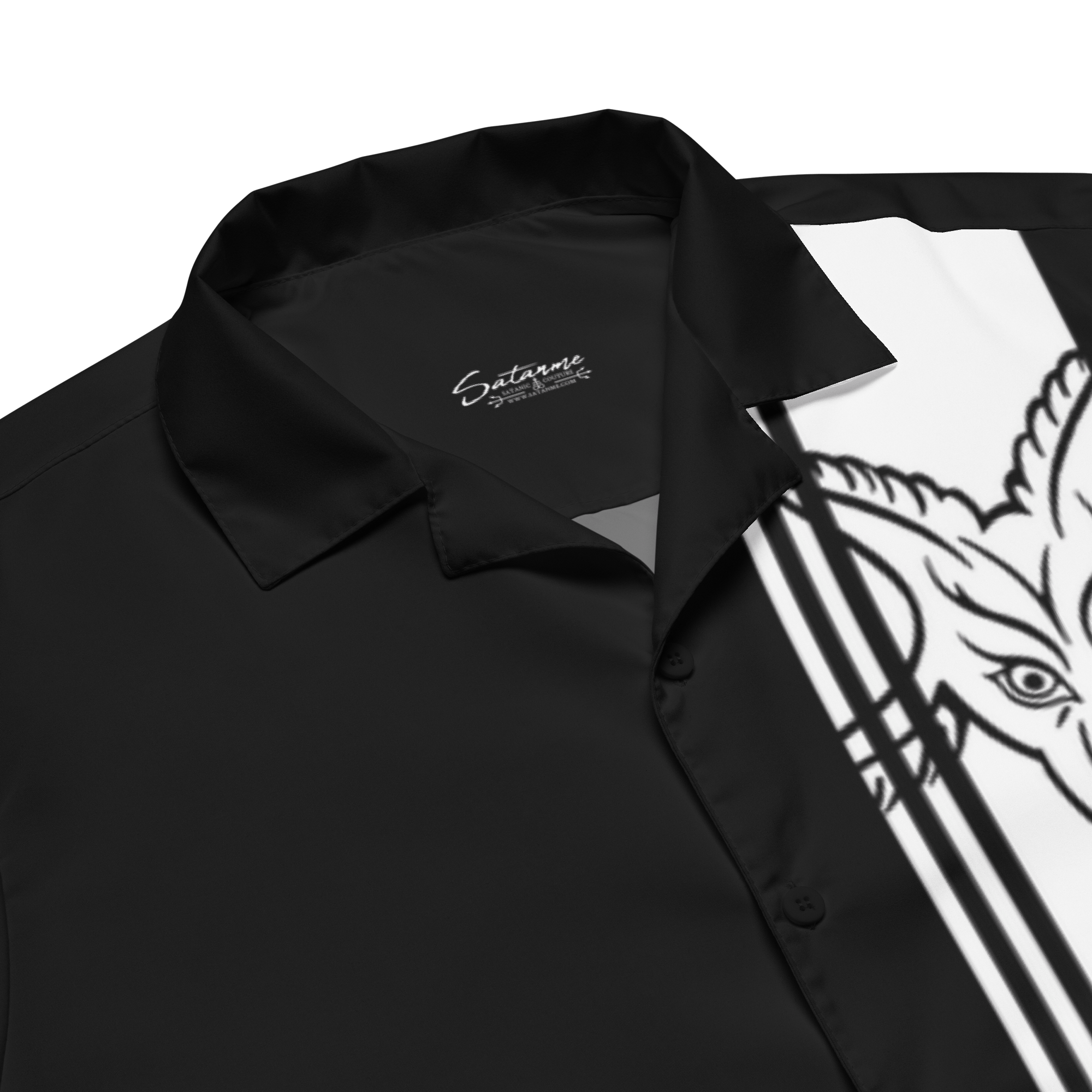 Bone Black Baphomet Camp Shirt - Satanme