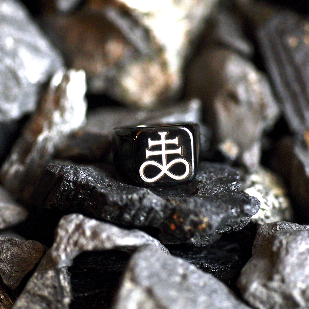 Brimstone Steel Signet Ring - Satanme