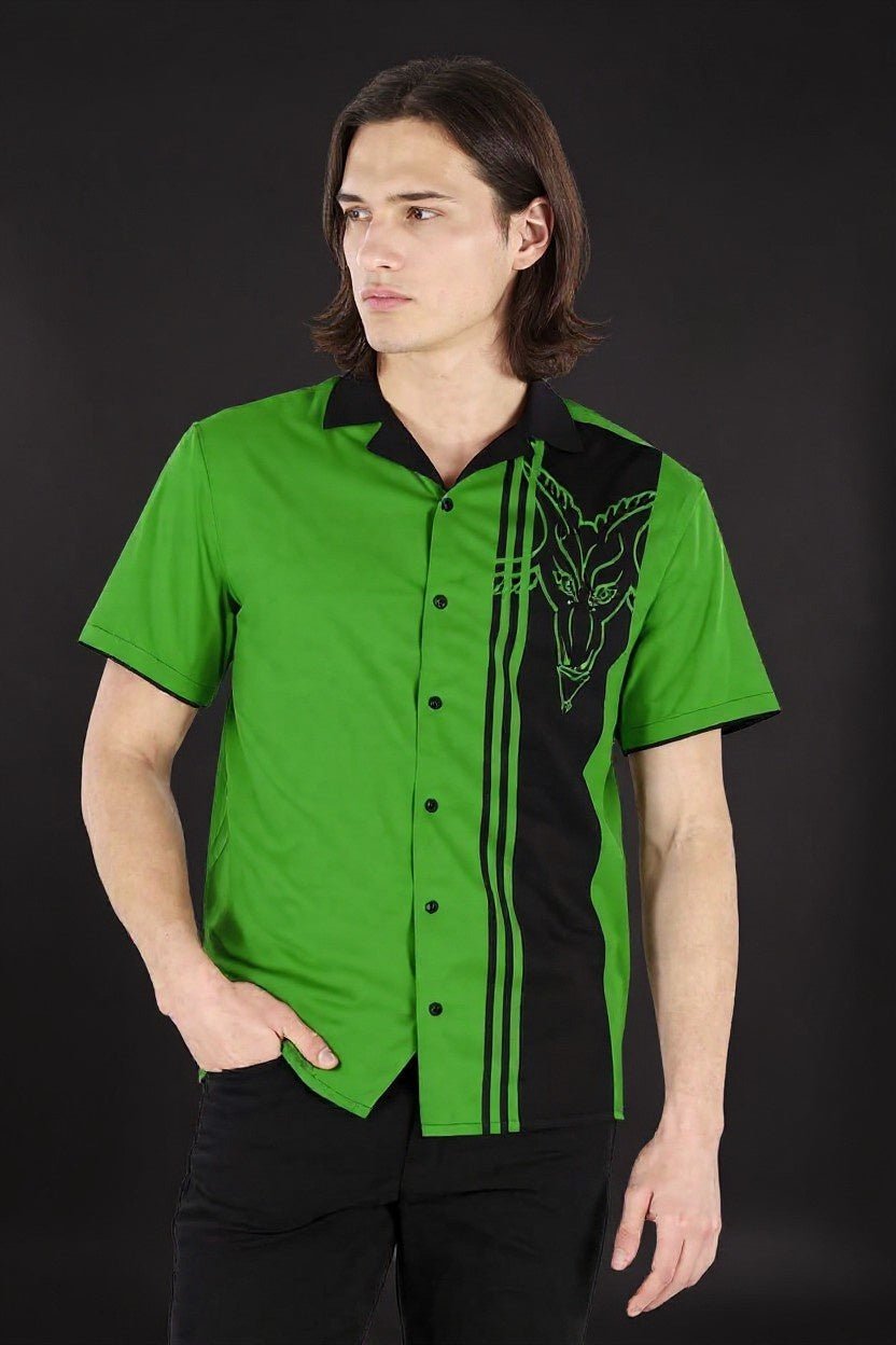 Green Envy Baphomet Camp Shirt - Satanme