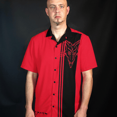 HellFire Red Baphomet Camp Shirt - Satanme