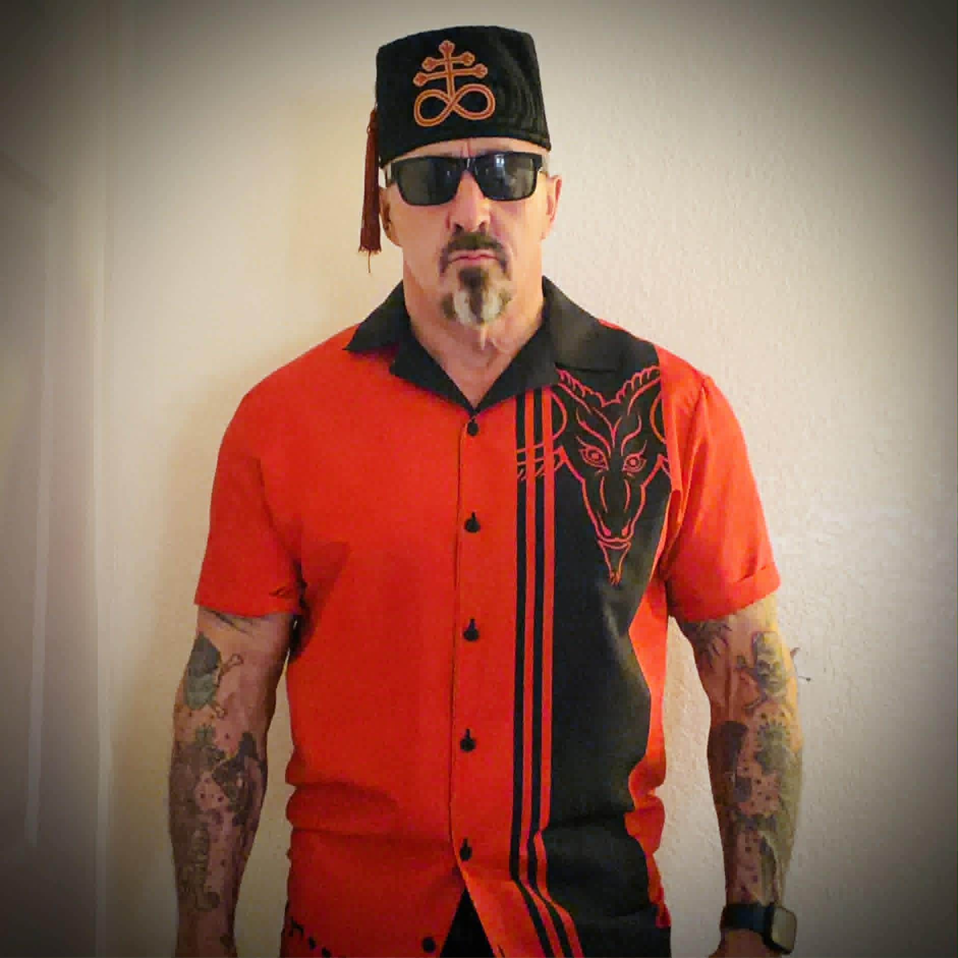 HellFire Red Baphomet Camp Shirt - Satanme
