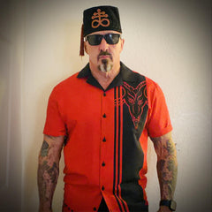 HellFire Red Baphomet Camp Shirt - Satanme