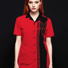 HellFire Red Baphomet Camp Shirt - Satanme