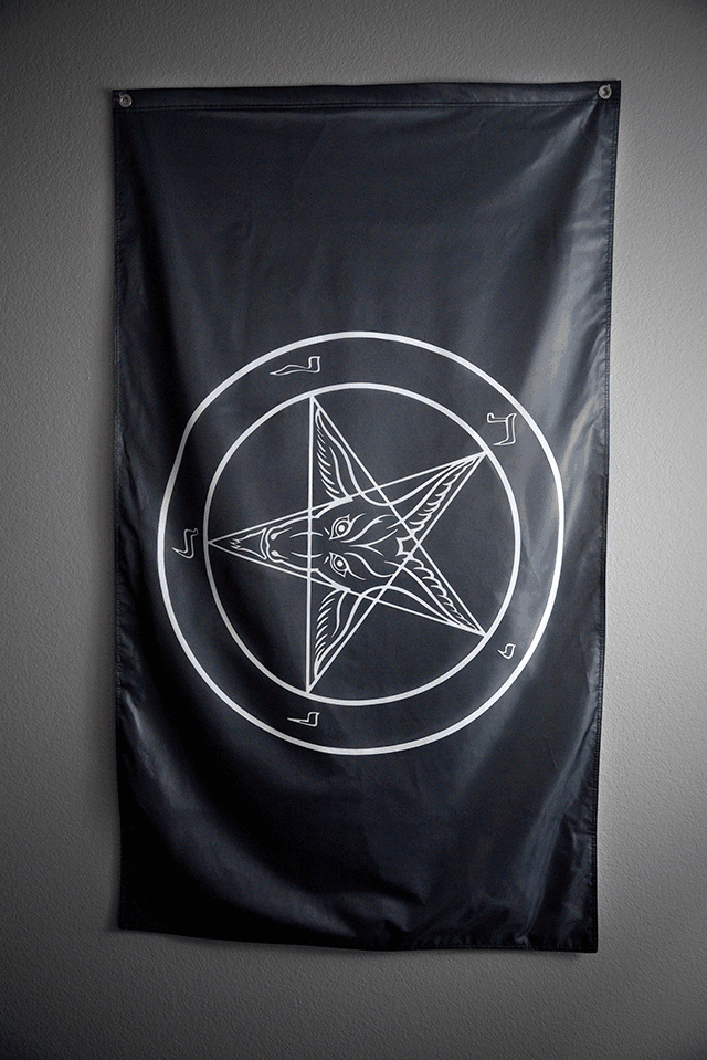 Black & White Baphomet Flag - Satanme