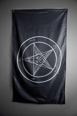 Black & White Baphomet Flag - Satanme