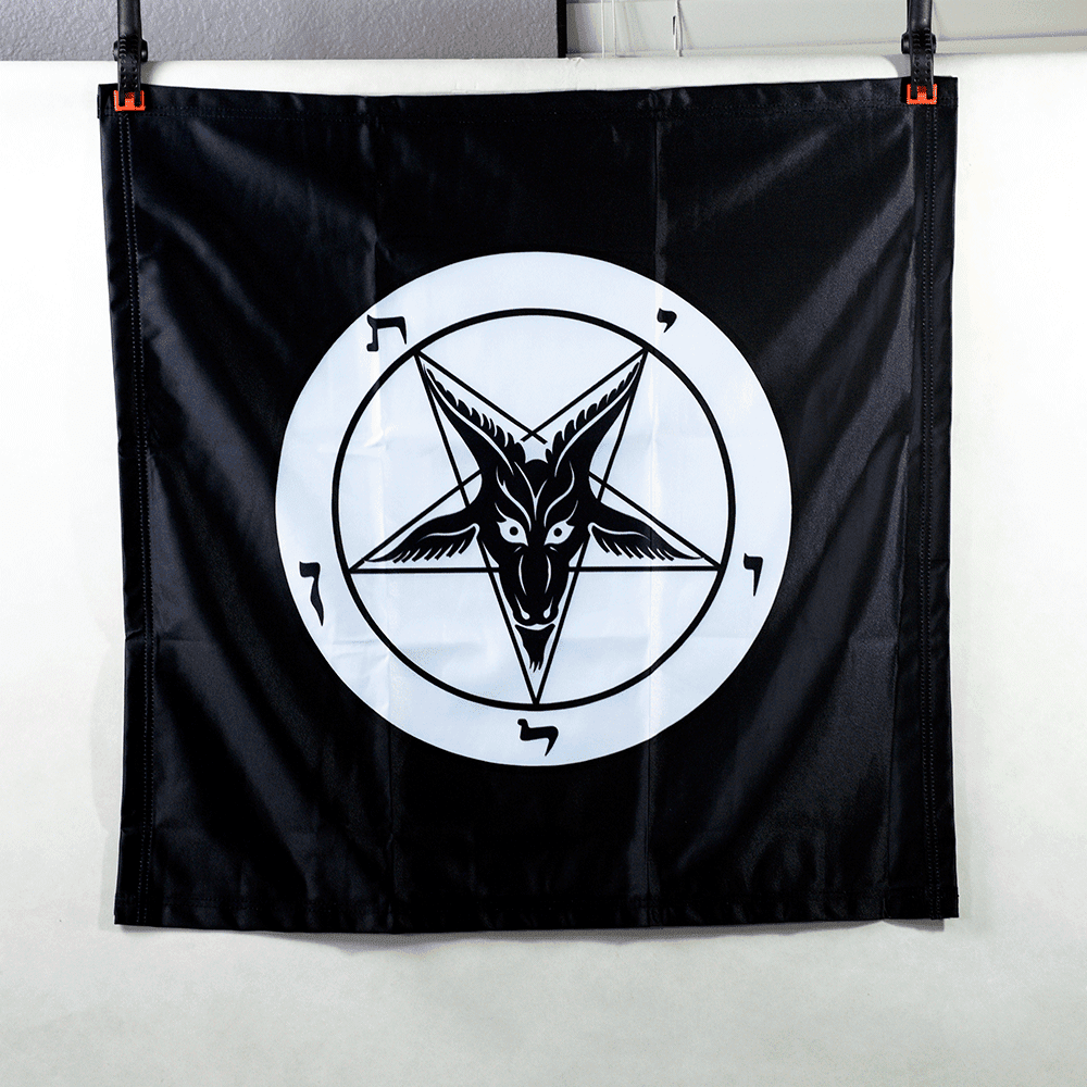 Bone Black Baphomet Banner - Satanme