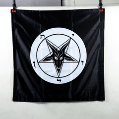 Bone Black Baphomet Banner - Satanme