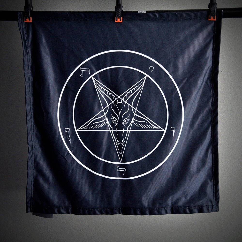 Evening Black Baphomet Banner - Satanme