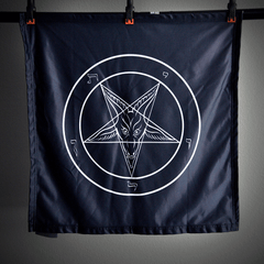 Evening Black Baphomet Banner - Satanme