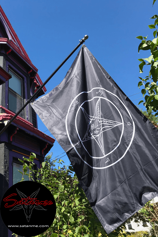 Black & White Baphomet Flag - Satanme
