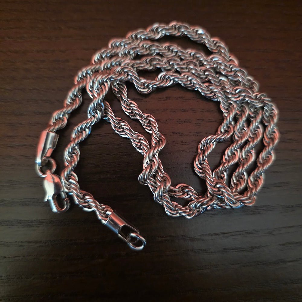 24" 5mm Silver Rope Chain - Satanme