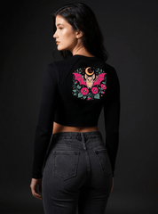 Bat & Bloom Long Sleeve Crop Top - Satanme