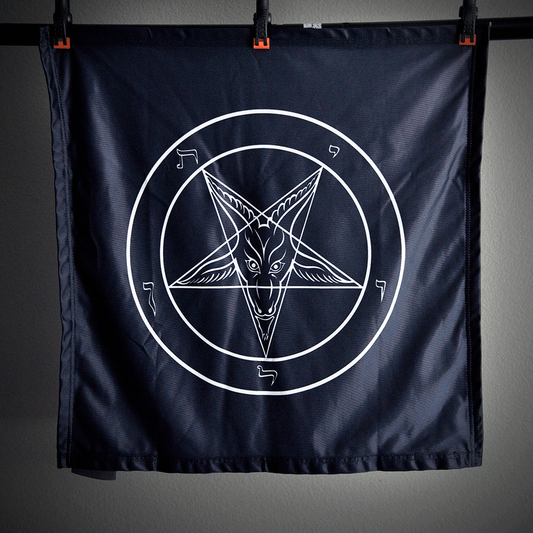 Evening Black Baphomet Banner - Satanme