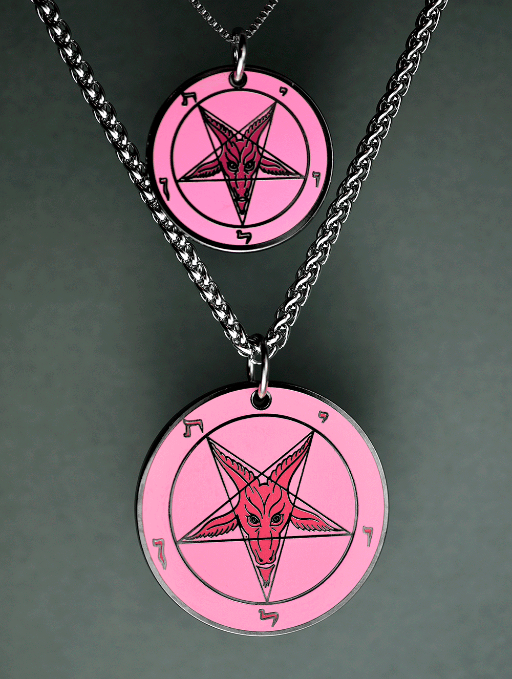Forbidden Pink - Baphomet Cloisonné Medallion - Satanme