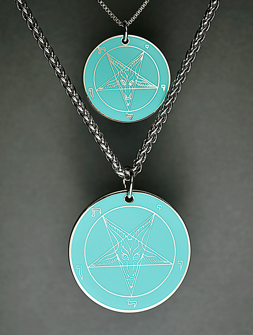 Teal Temptation - Baphomet Cloisonné Medallion - Satanme
