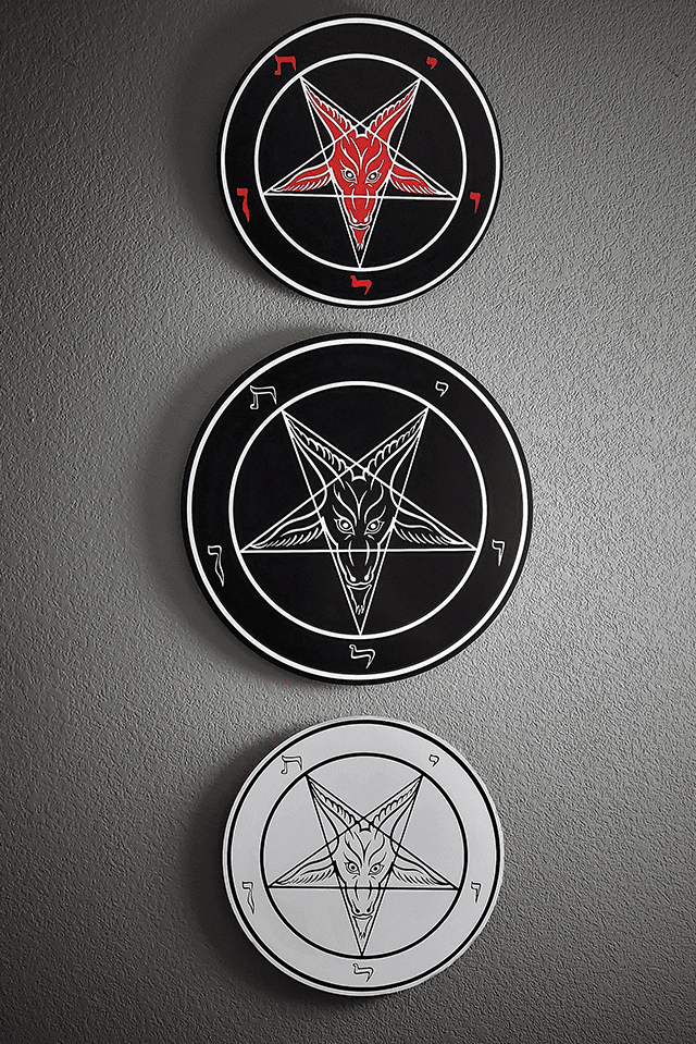 Round Baphomet HD Metal Ritual Plaque - Satanme
